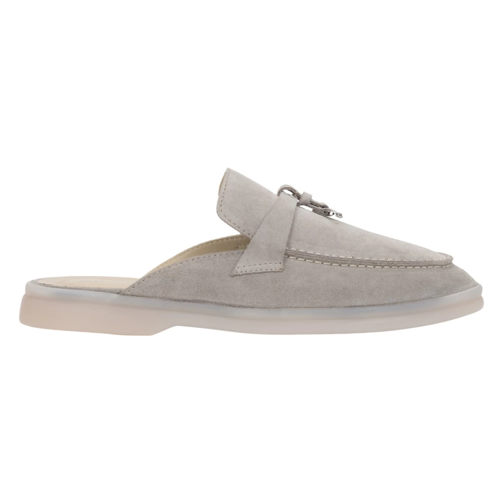 Estro Gray Italian Velour Mules - Female - Mules - 5 Uk - Shoes