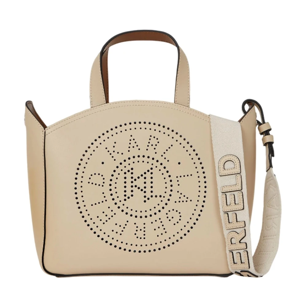 Karl Lagerfeld Beige Small K/Circle Tote Bag - Female - Handbags - One Size - Bags