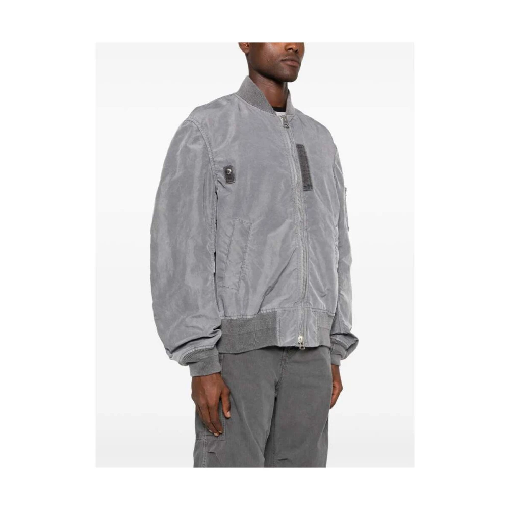 Sacai Gekreukte Afwerking Rits Baseball Jack Gray Heren