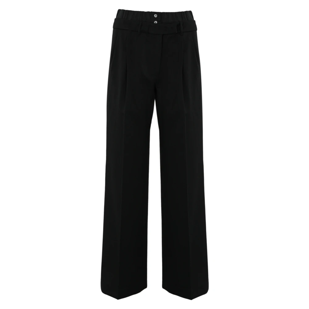 Liviana Conti Zwarte wollen wijde broek Black Dames