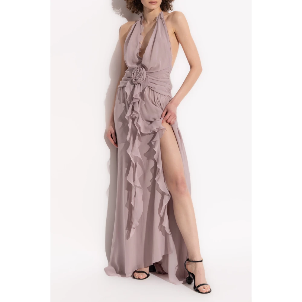 Blumarine Zijden jurk met open rug Purple Dames