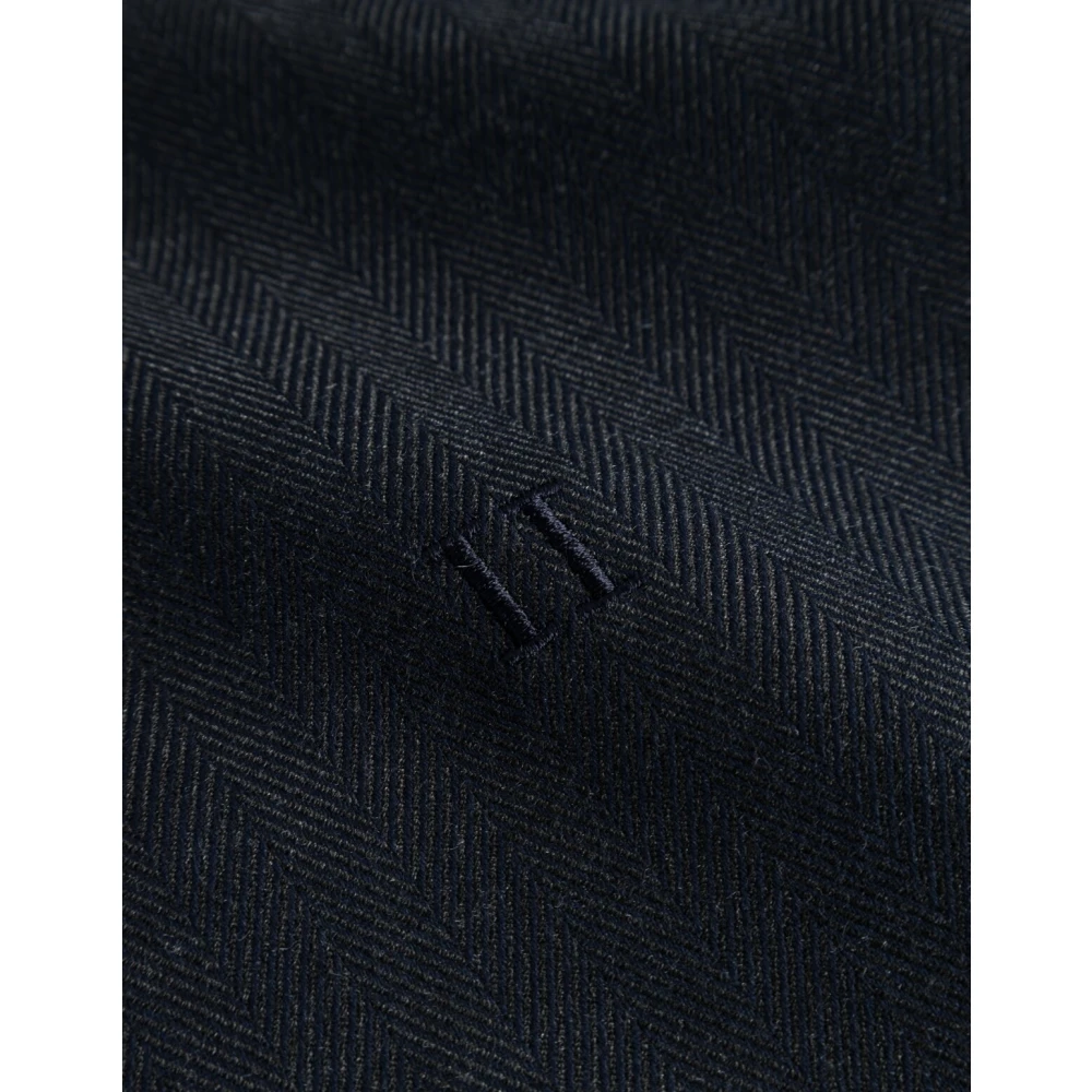 Les Deux Herringbone Bomber Jacket Blue Heren