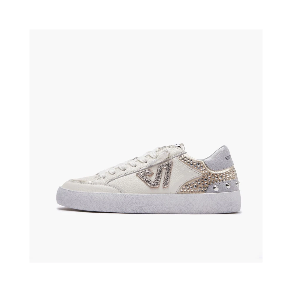 Emanuelle Vee Ivoor Leren Sneakers met Strass Dames Schoenen Wit