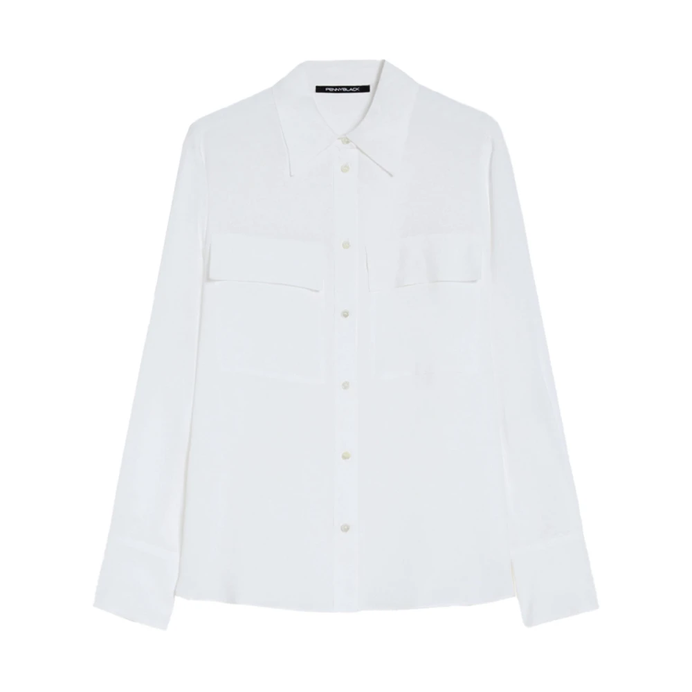 Pennyblack Zijden Blend Shirt met Zijdelingse Splitten White Dames