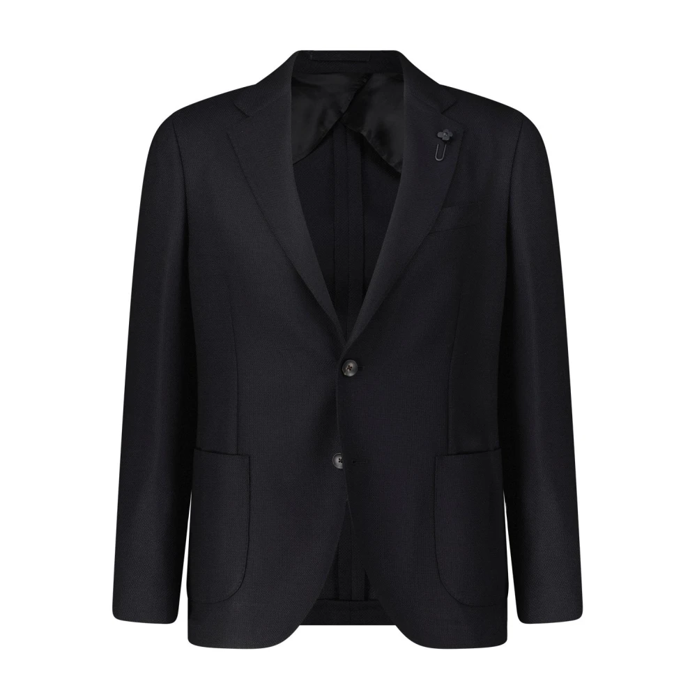 Lardini Wollen blazer met gestructureerde afwerking Black Heren