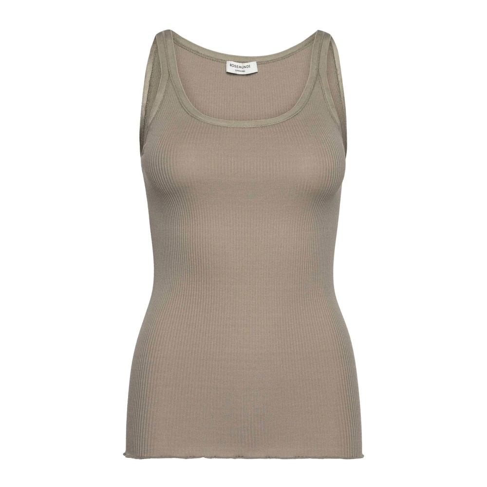Rosemunde Vrouwelijke Zijden Rand Top Laurel Oak Beige Dames