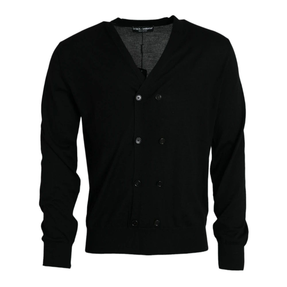 Dolce & Gabbana Zwarte Cashmere Gebreide Vest Trui Black Heren