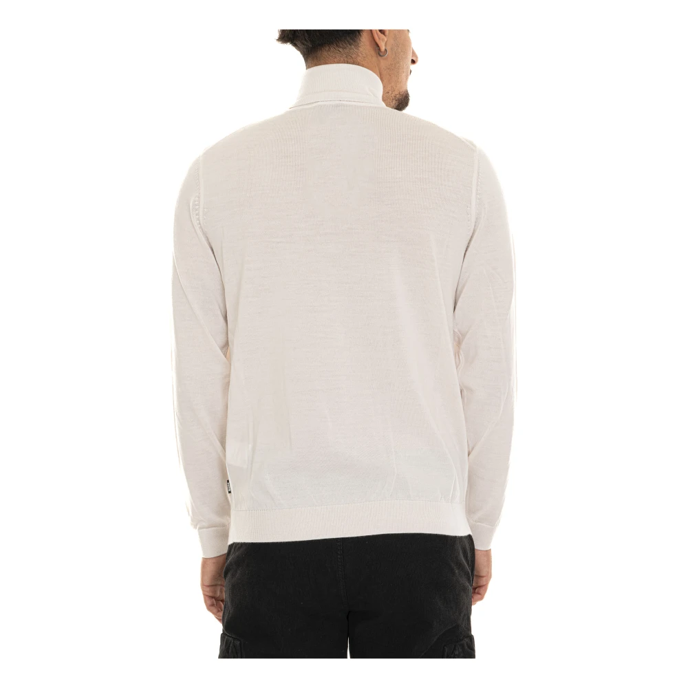 Boss Turtleneck Pullover met Gestikt Logo Beige Heren