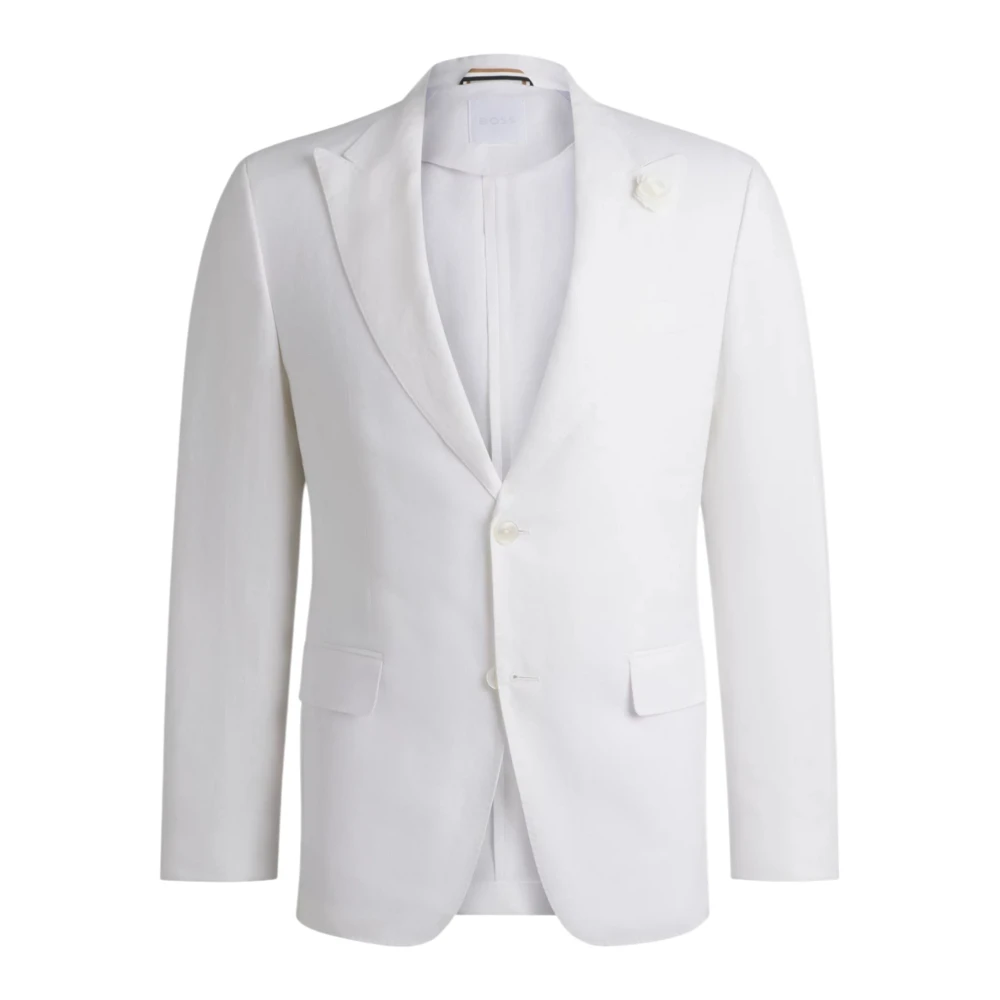 Hugo Mannelijk Wit Kostuums Heren, L, Linnen, Zomer Linnen Blazer