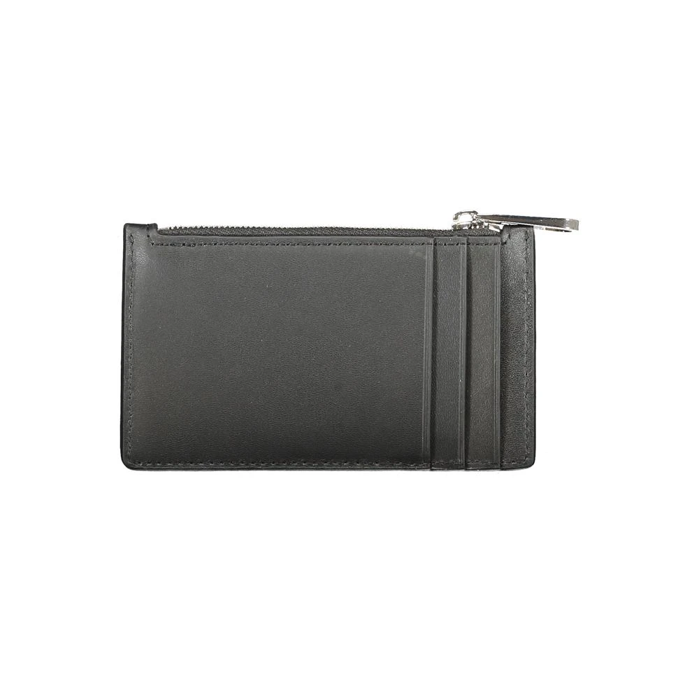 Calvin Klein Zwarte leren portemonnee met kaarthouder Black Dames