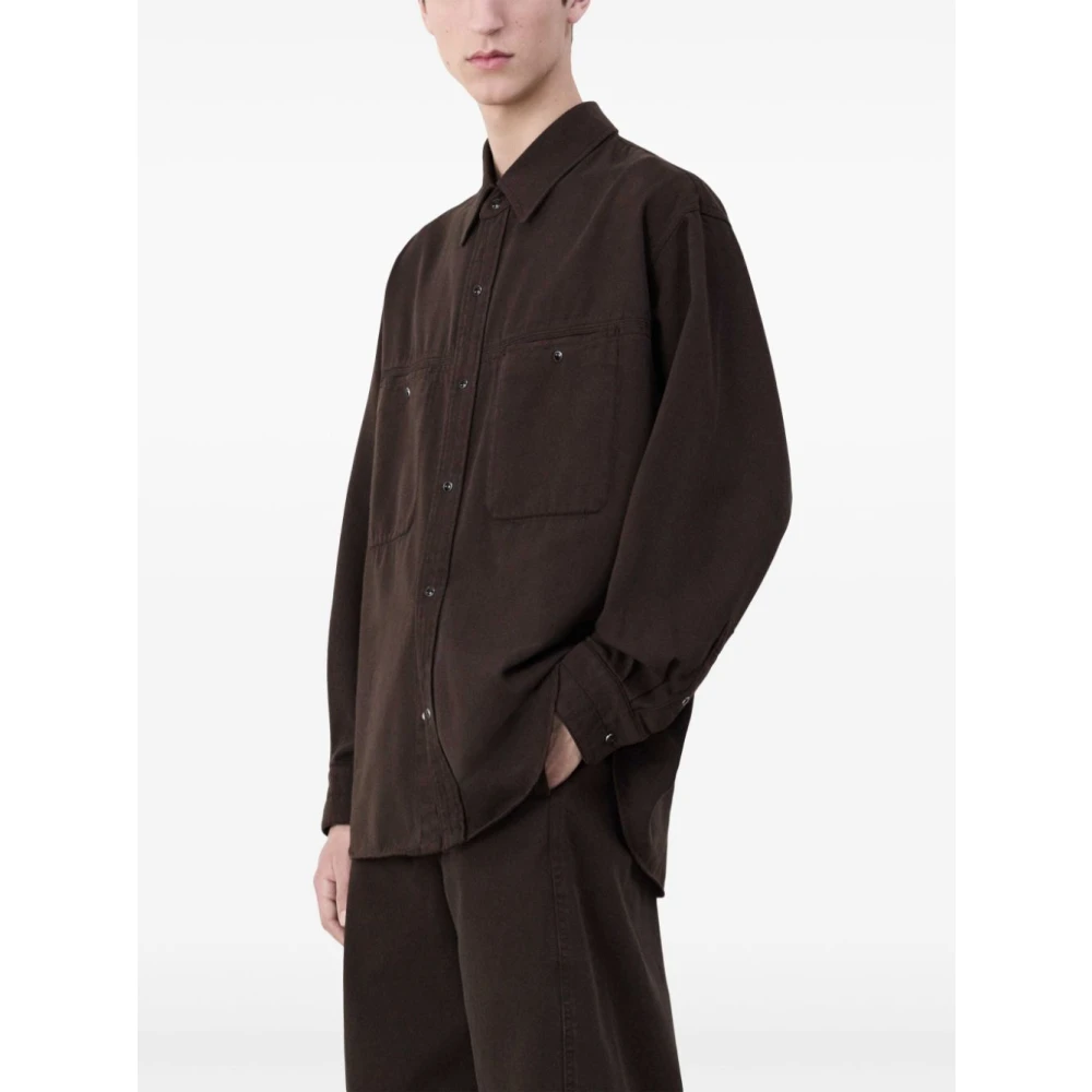 Lemaire Bruine Denim Shirt met Snaps Brown Heren