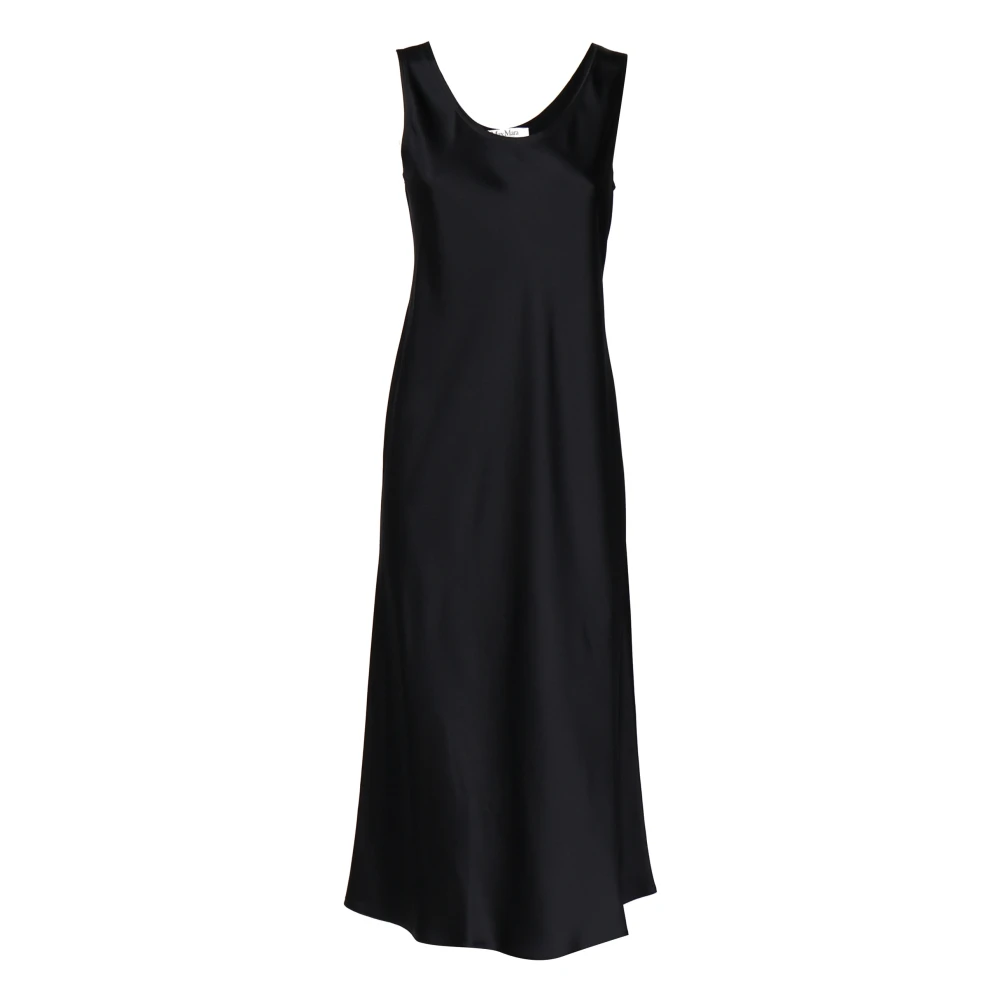 Max Mara Blauwe Zijden Mouwloze Lange Jurk Blue Dames