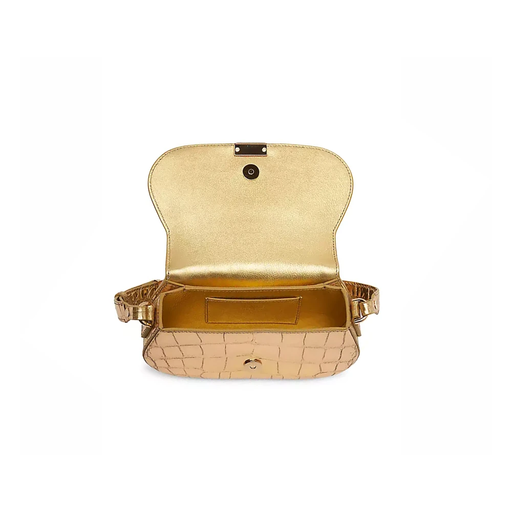 Versace Gelamineerde leren handtas met magneetknoop Yellow Dames