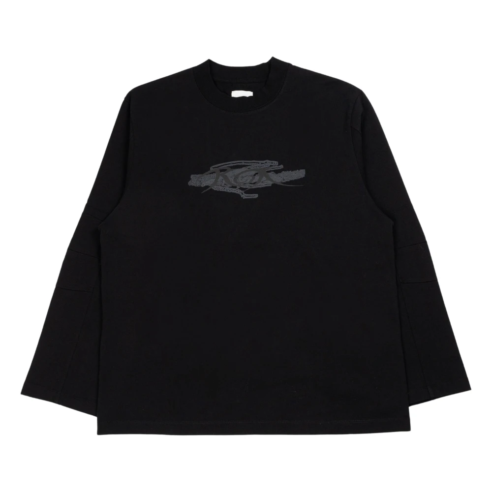 ROA Zwarte Lichtgewicht Trui met Logo Print Black Heren