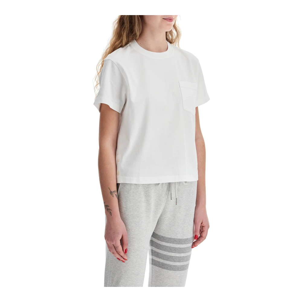 Thom Browne Boxy T-shirt met zak White Dames