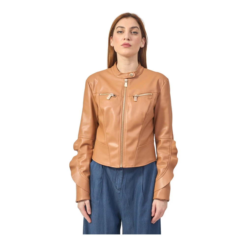 Relish Bruine Trendy Jas met Koreaanse Kraag Brown Dames