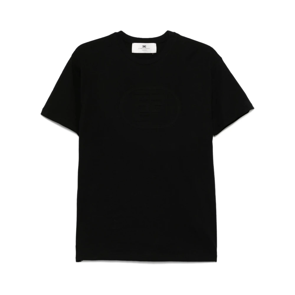 Elisabetta Franchi Zwart Crew Neck T-shirt Black Dames