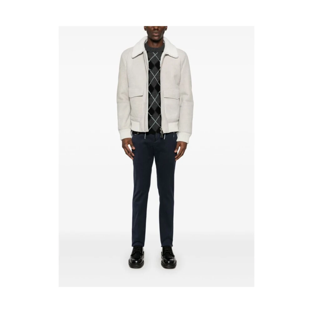 Dondup Shearling Leren Buitenkleding met Ritssluiting Gray Heren
