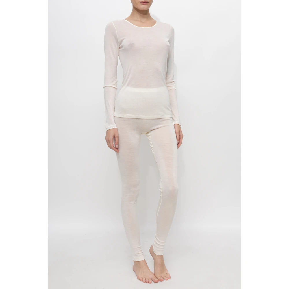 Hanro Zijden top met lange mouwen White Dames