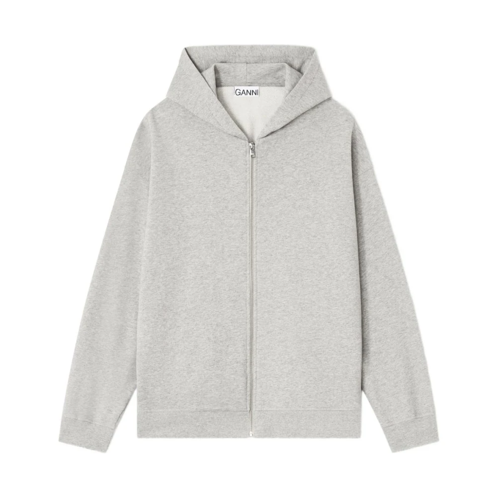 Ganni Women's Gray Teddy Zip Hoodie - Zip-Throughs - 2XS/Xs - Sweatshirts & Hoodies