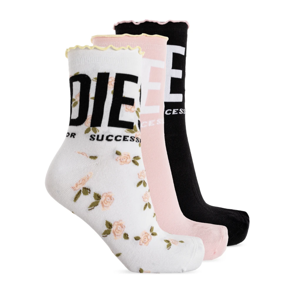 Diesel Vrouw Multicolor Ondergoed Dames, Veelkleurig, L, Katoen, Skw-Lolita-3Pack Sokken (3-Pack)