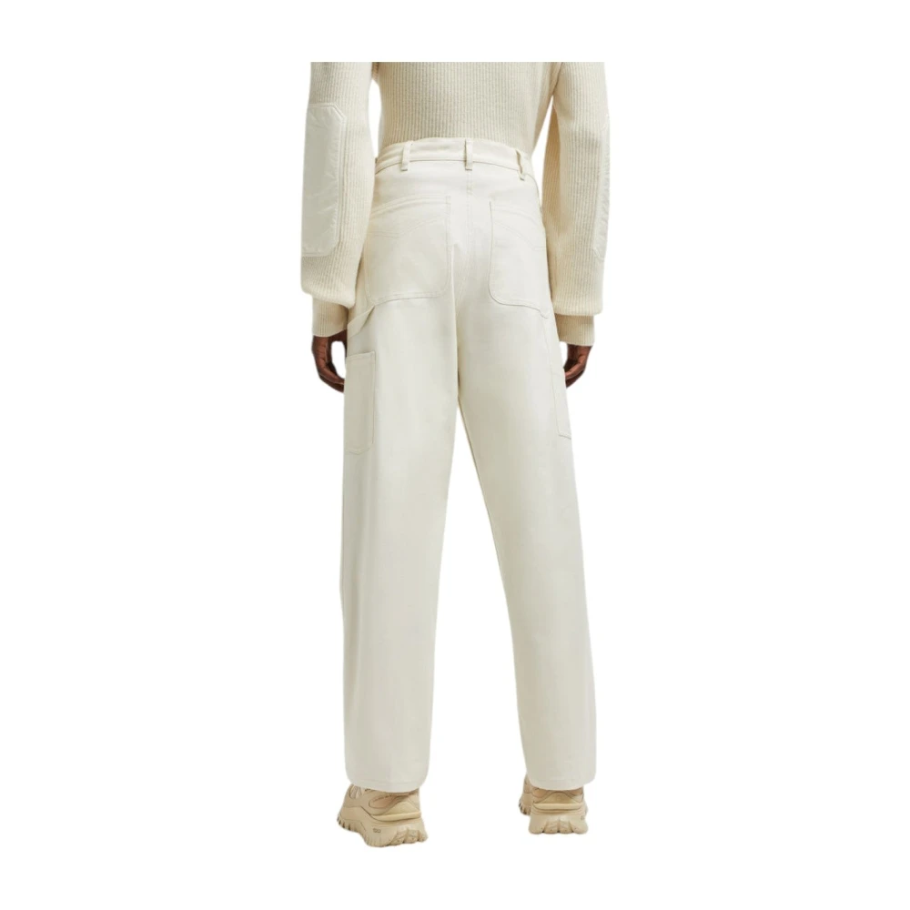 Moncler Off White Katoenen Canvas Broek White Heren