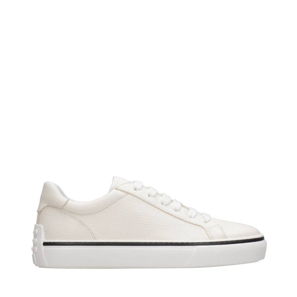 Tod’s Witte Leren Sneakers met Logo-inprenting Heren Schoenen