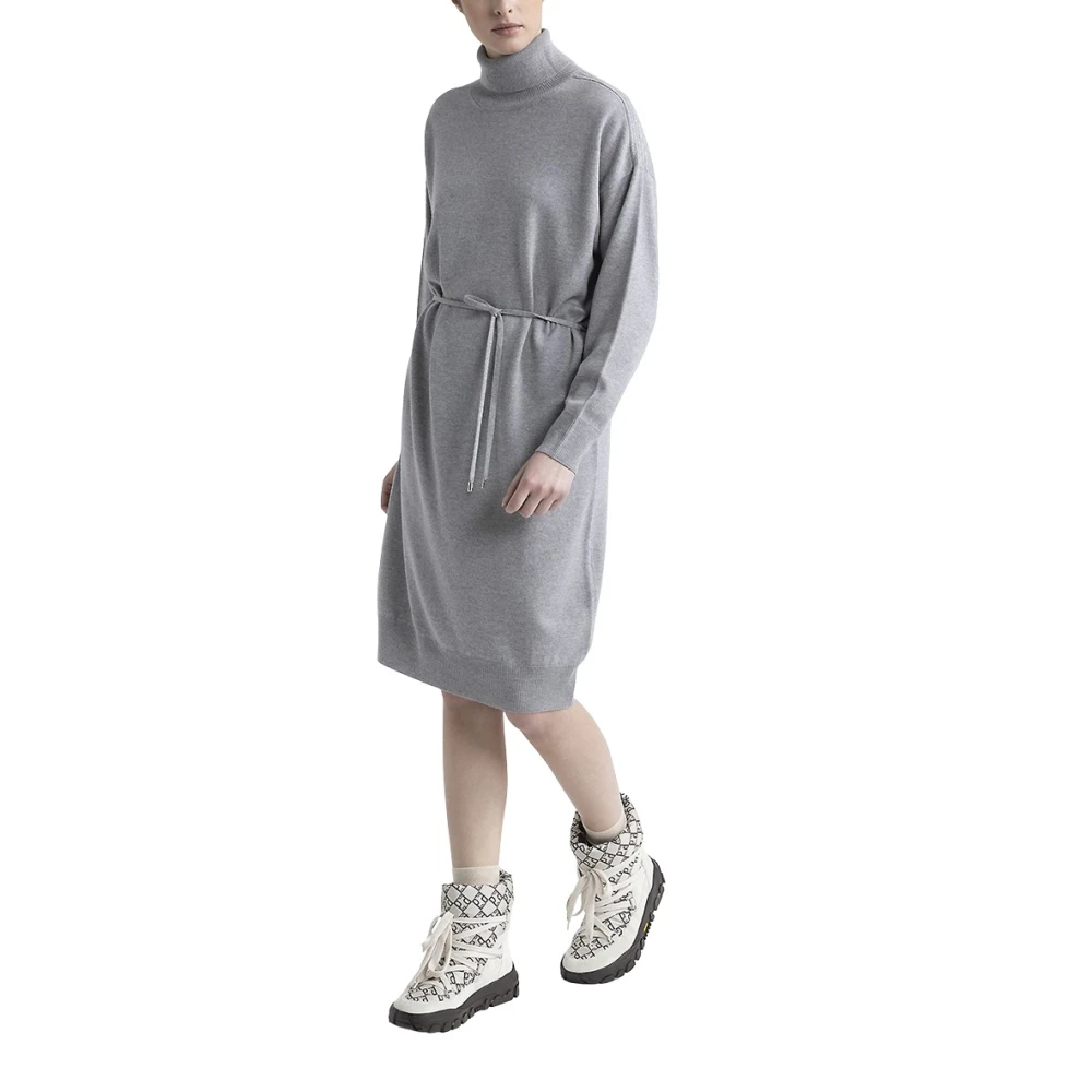 PESERICO Wol zijde en kasjmier midi jurk Gray Dames