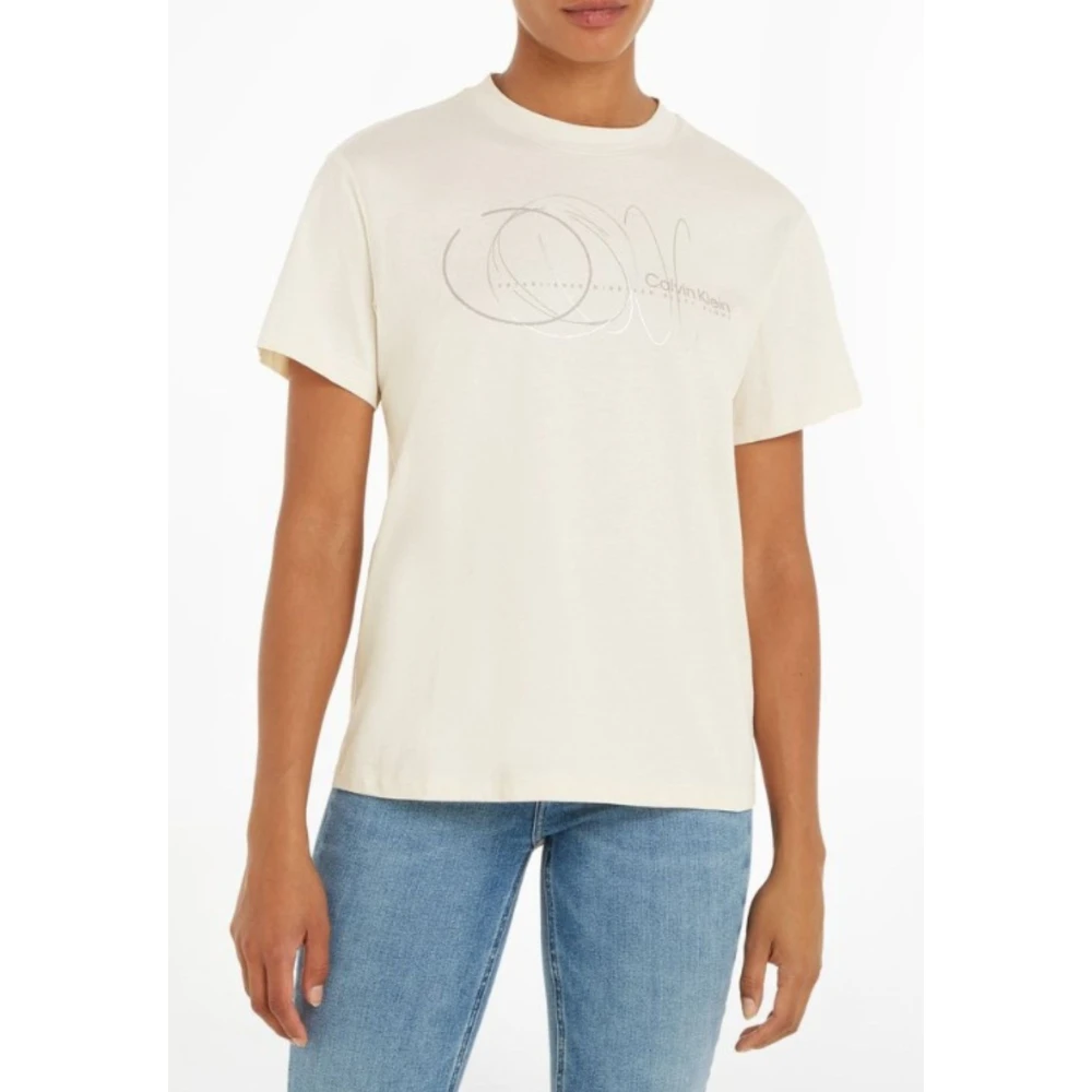 Calvin Klein Cirkel Print Regular T-Shirt Beige Dames