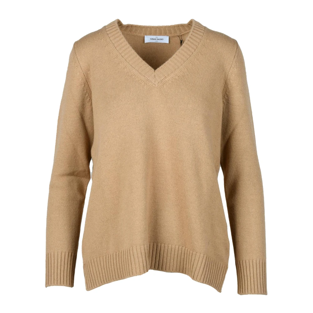 Gran Sasso Luxe Wolmix Kasjmier Trui Brown Dames