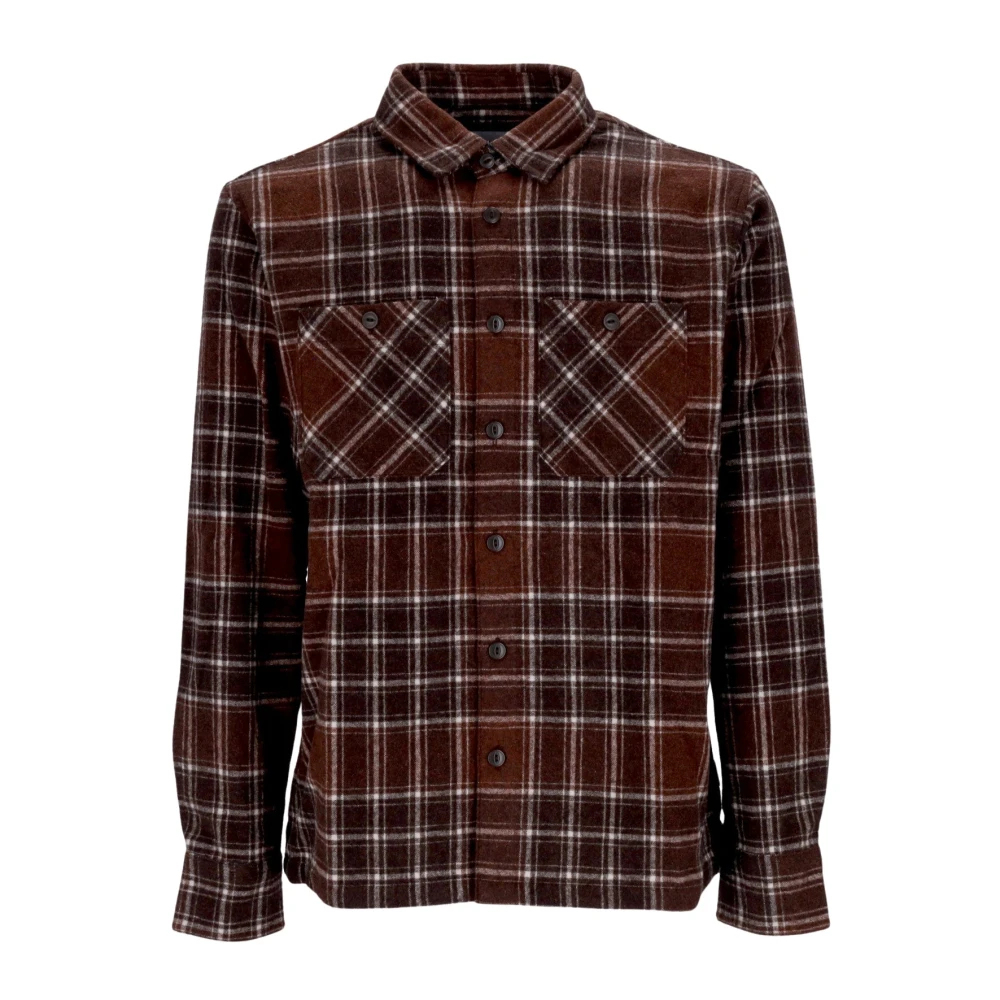 Carhartt Wip Men's Brown Casual Shirts, S, Checkered Long Sleeve Shirt With Pockets