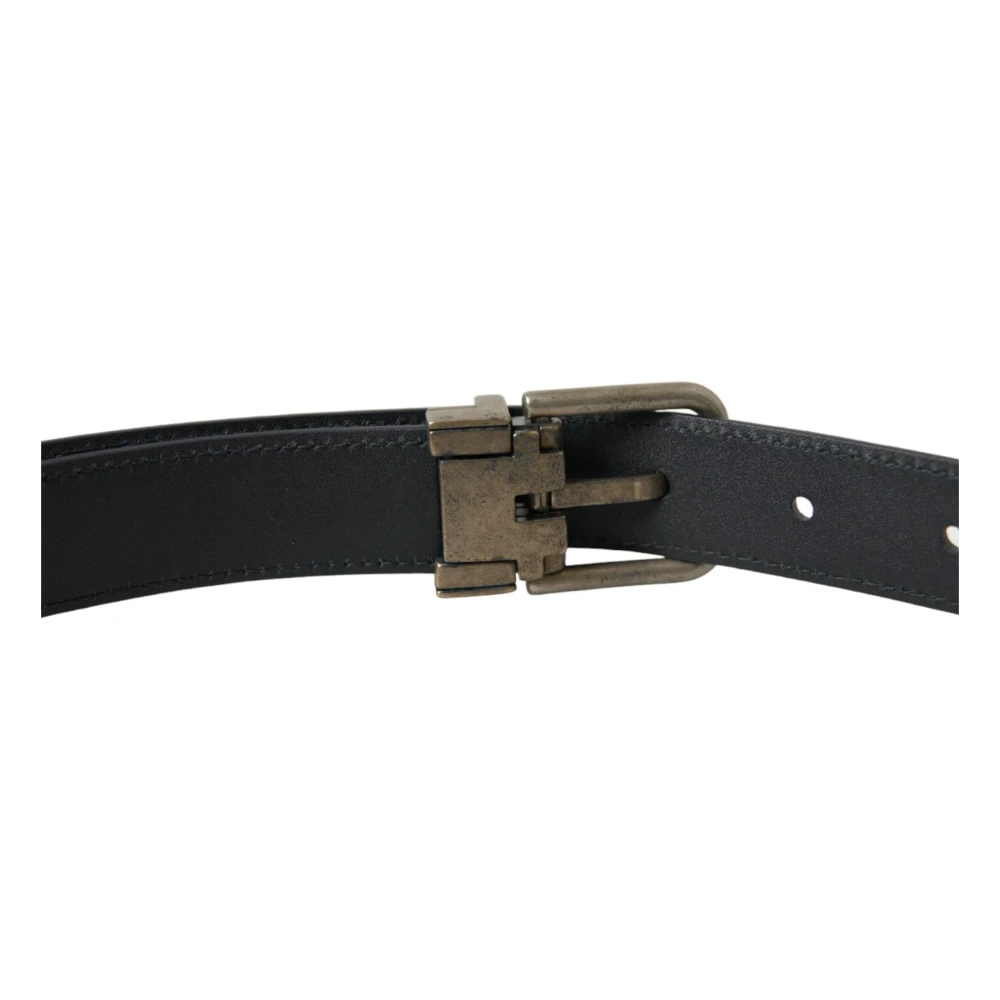 Dolce & Gabbana Blauwe leren riem met metalen gesp Blue Heren