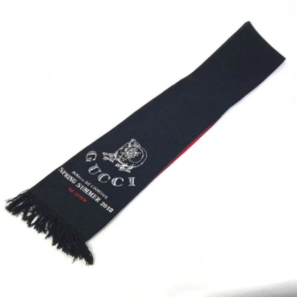 Gucci Vintage Pre-owned Wool scarves Black Heren