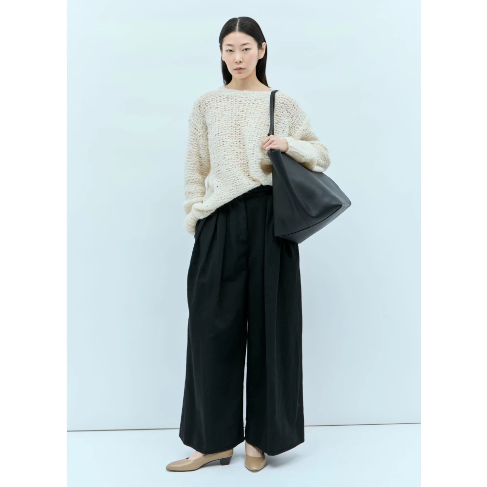 The Row Alpaca Silk Open-Knit Crewneck Top Beige Dames