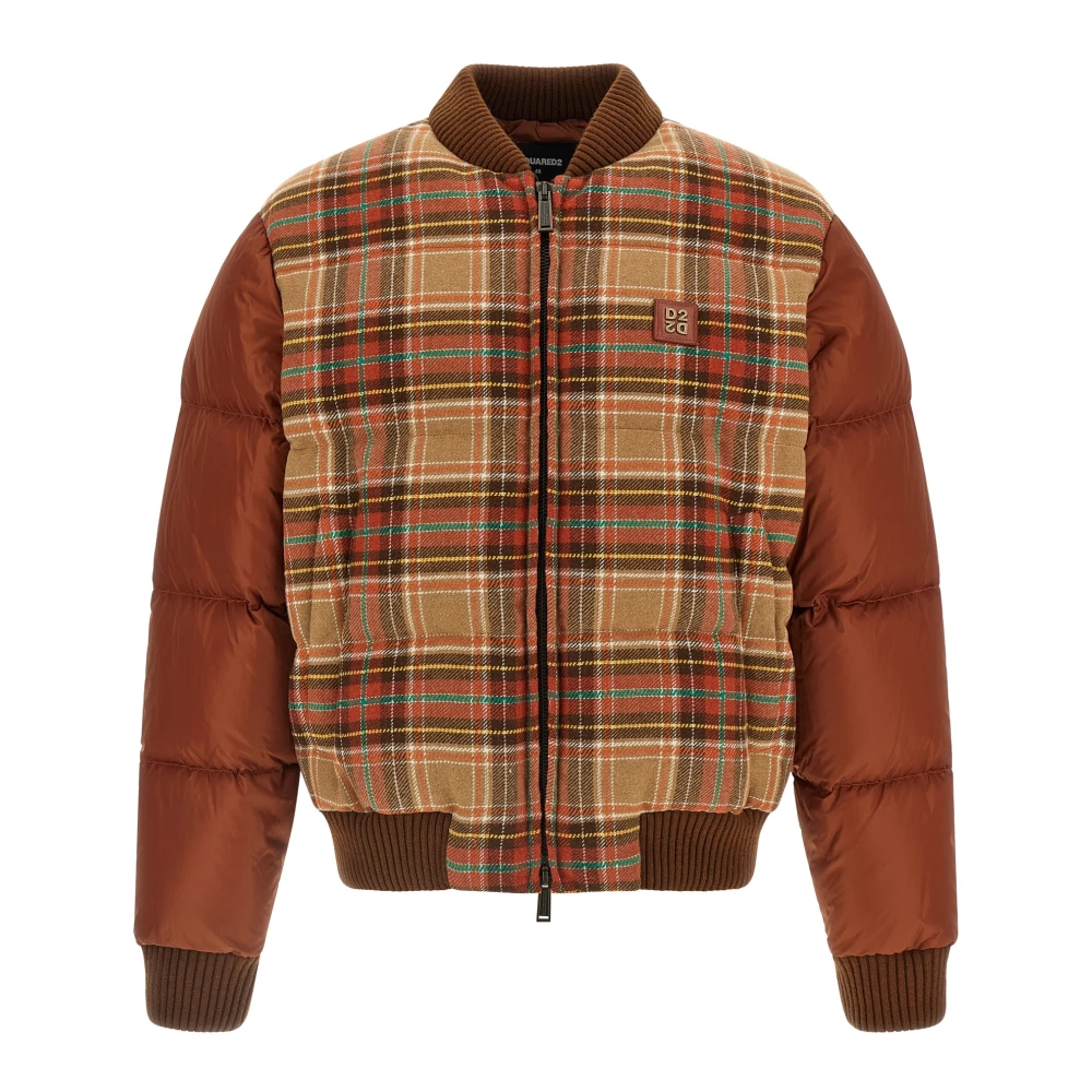 Dsquared2 Padded Hybrid Bomber Jacket - Male - Winter Jackets - Brown - M - Jackets