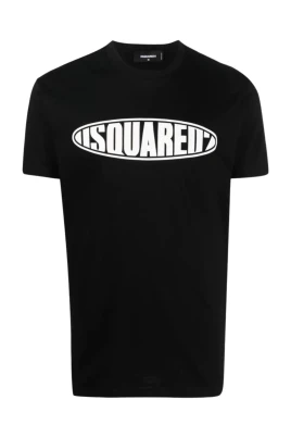 Svart bomulls-t-shirt med logotyp