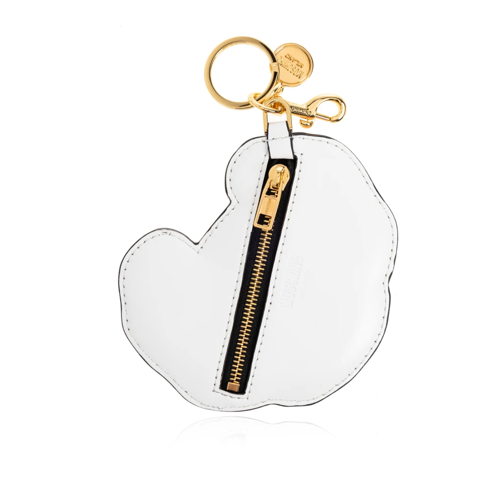 Moschino Leren etui met sleutelhanger Beige Heren