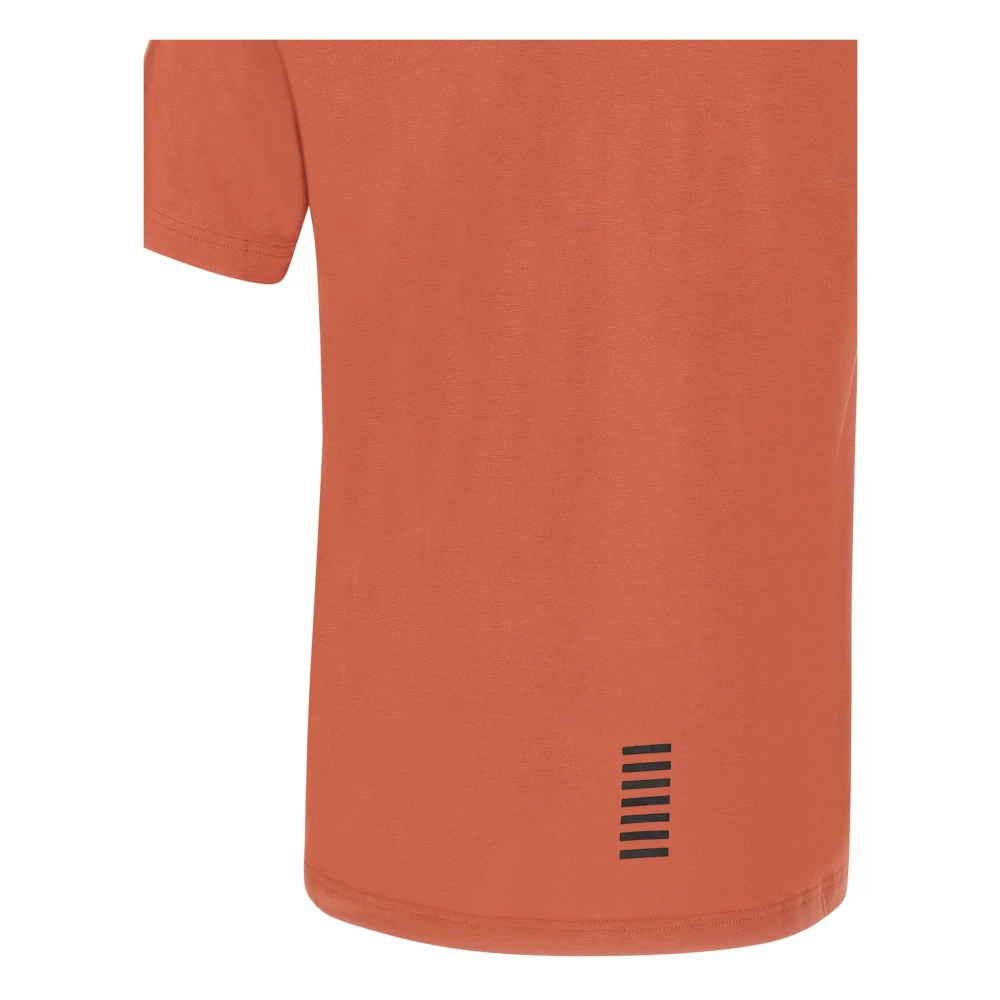 Emporio Armani EA7 Oranje Stretch Katoenen T-shirt met Logo Orange Heren