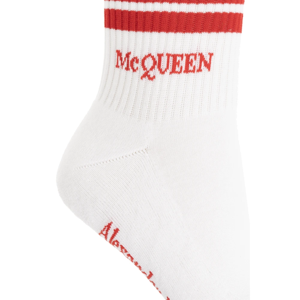alexander mcqueen Katoenen sokken met logo White Dames