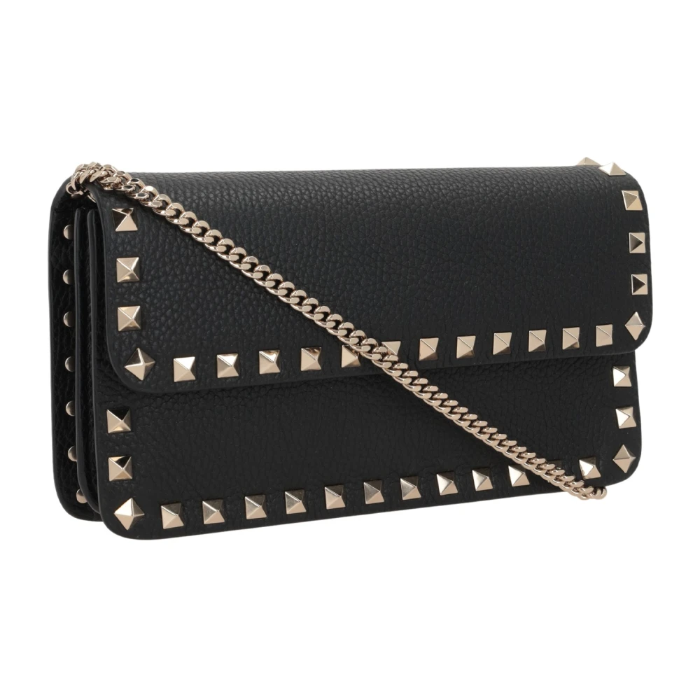 Valentino Garavani Zwarte Studs Ketting Portemonnee Tas Black Dames