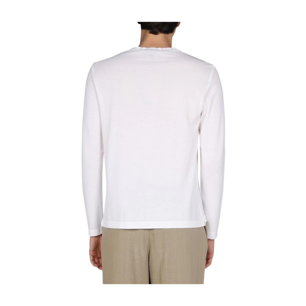 Drumohr Klassieke Crewneck Katoenen T-shirt White Heren