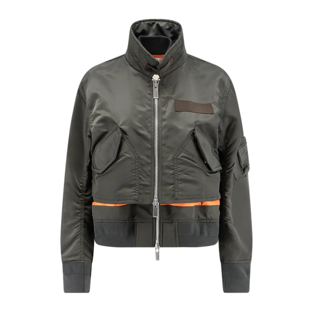 Sacai Donna Verde - Giacca Corta In Nylon - Jackets - M