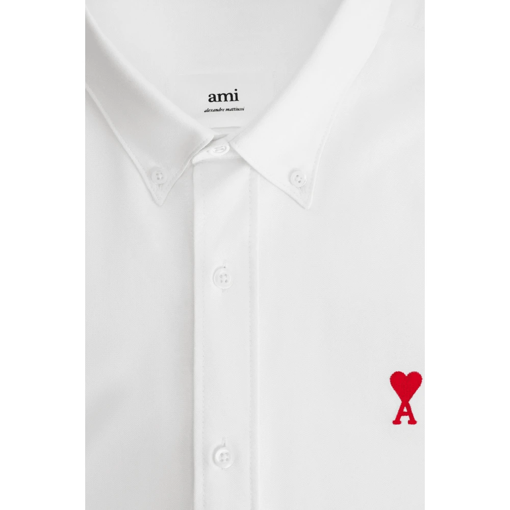 Ami Paris Witte Hart Geknoopte Overhemd White Heren