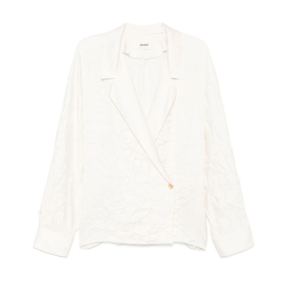 Khaite Crème Wit Satijnen Shirt Garth White Dames