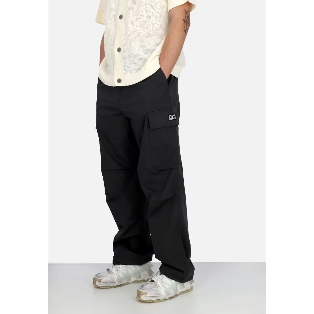 Obey Cargo Broek Gewassen Zwart Black Heren