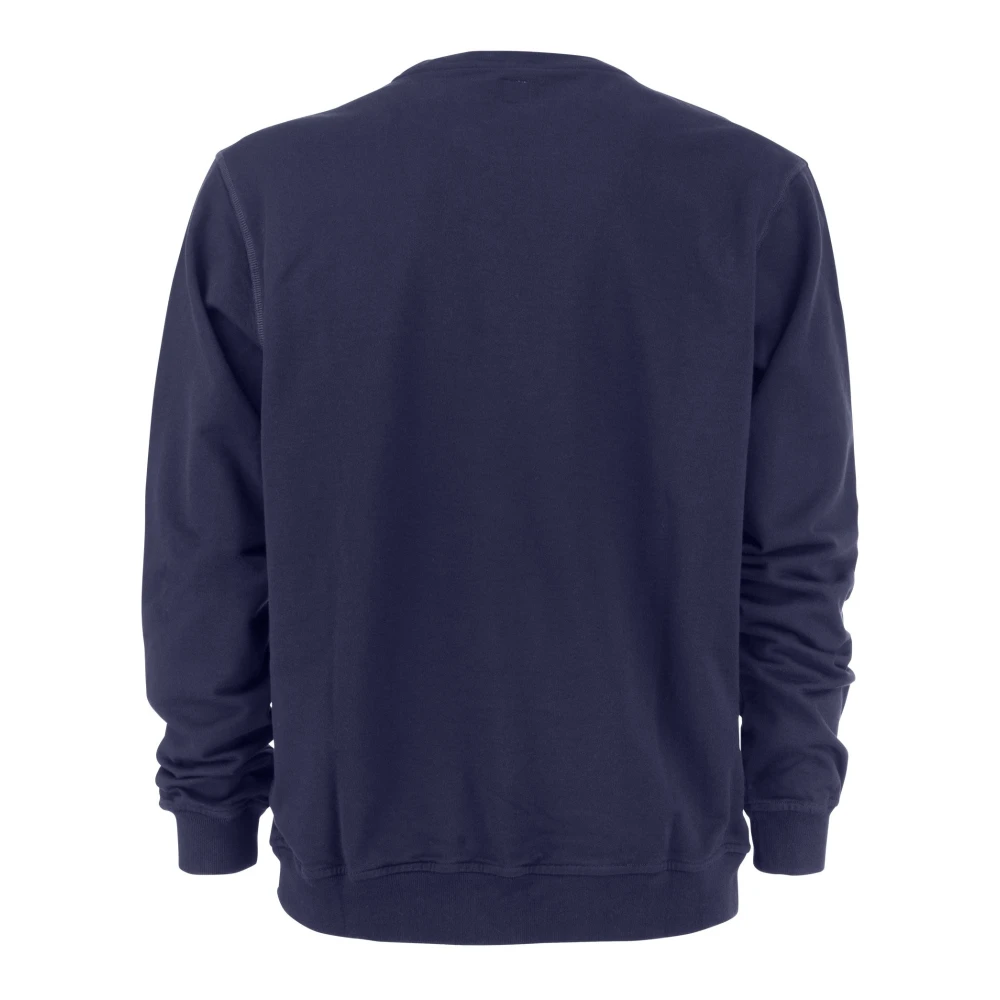 Fedeli Handgemaakt Katoenen Sweatshirt met Ribkraag Blue Heren