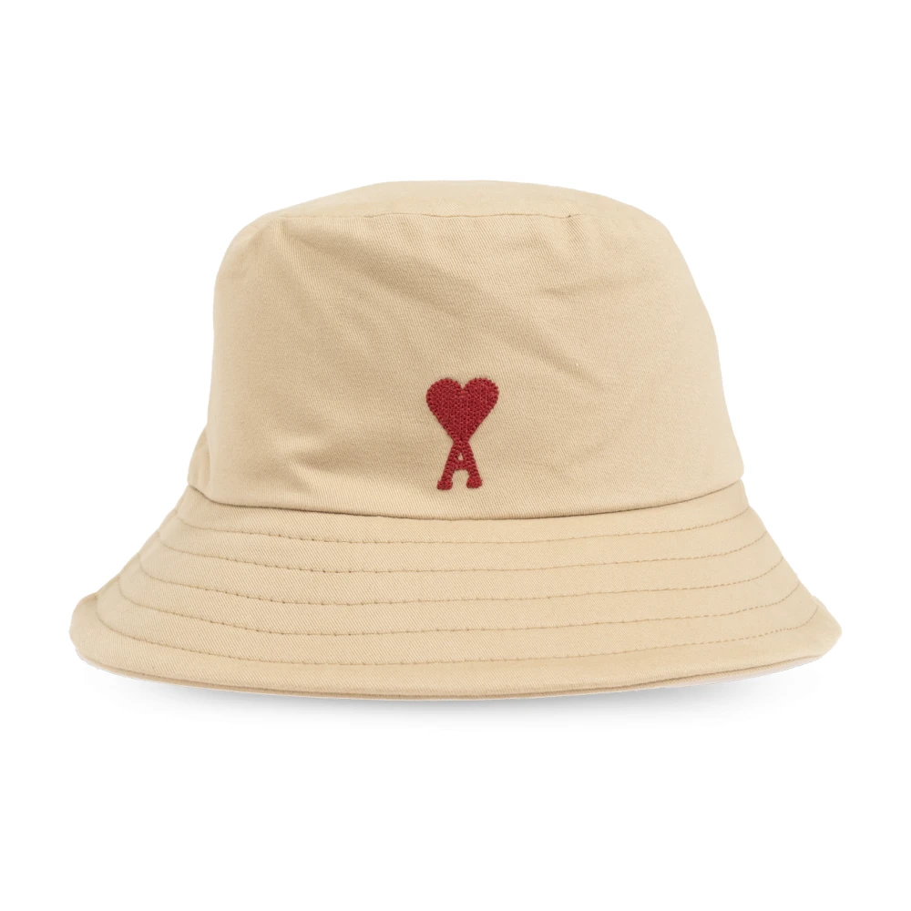 Ami Paris Hoed met logo Beige Unisex