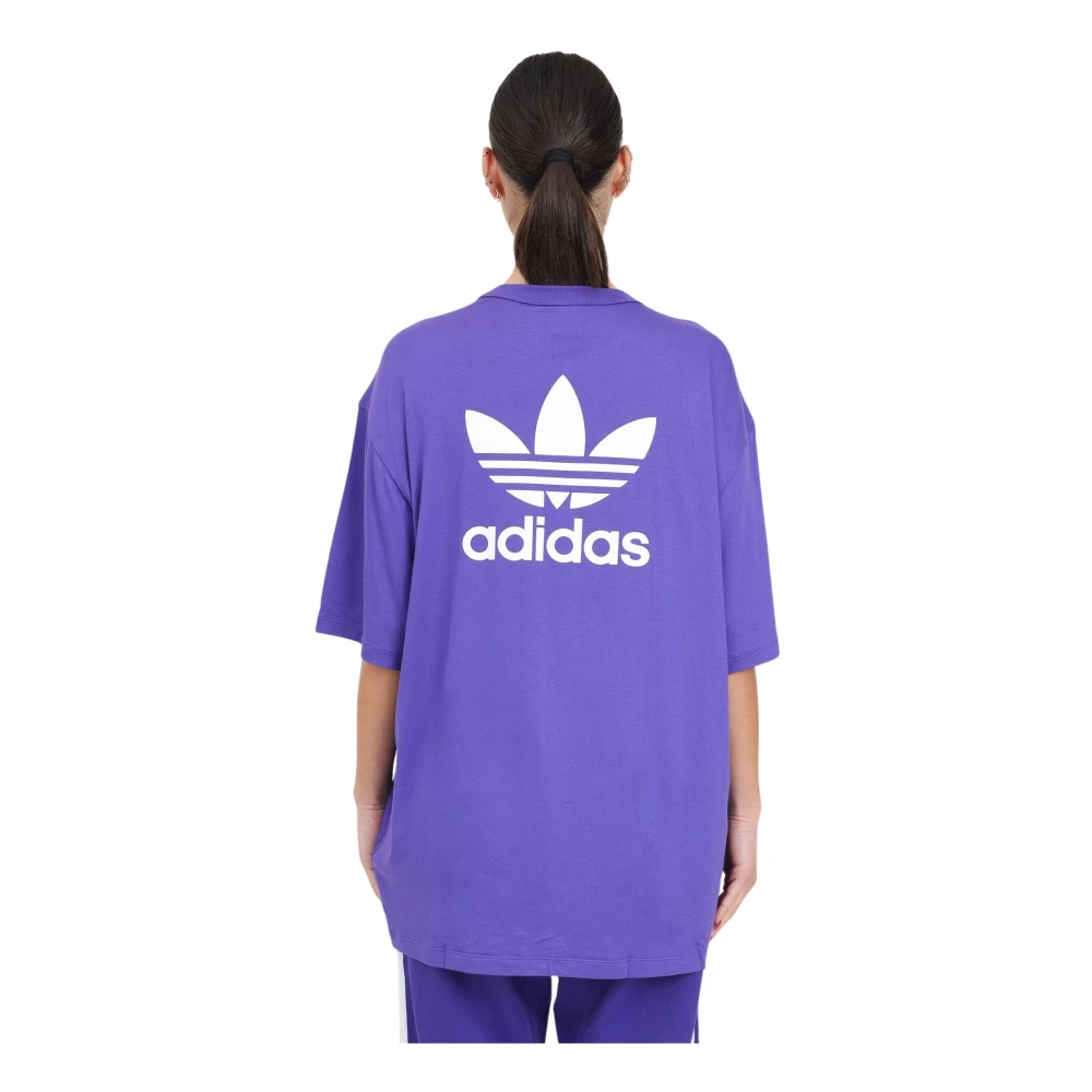 adidas Originals Paarse Trefoil Logo Print Dames T-shirt Purple Dames