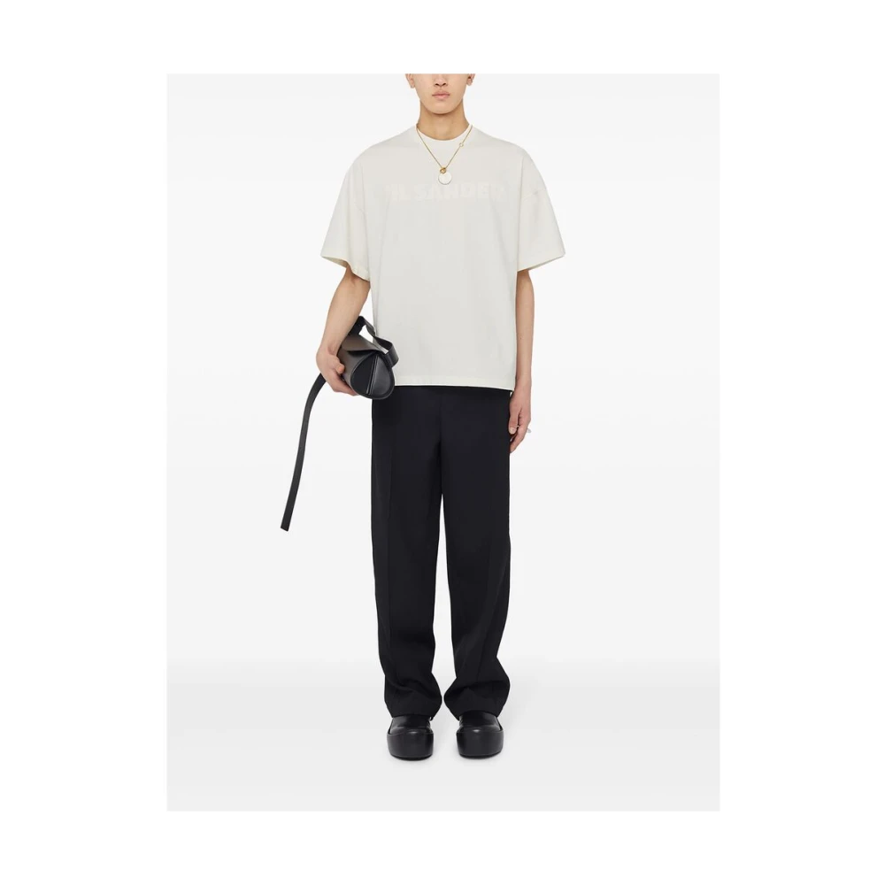 Jil Sander Wit Katoen Logo Print T-shirt White Heren