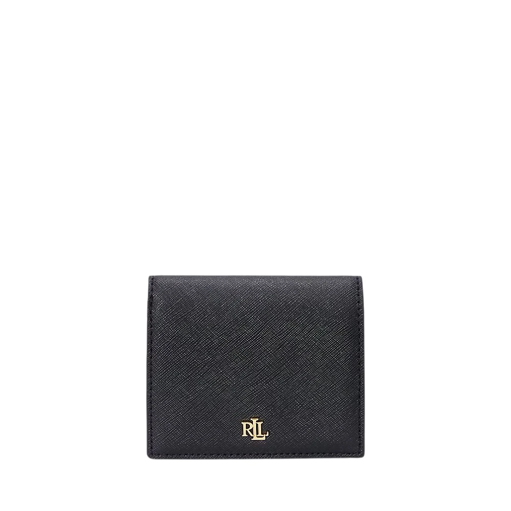 Ralph Lauren Women's Black Crosshatch Leather Compact Wallet